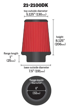 Picture of AEM 6 in DRY Flow Short Neck 9 in Element Filter