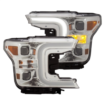 Picture of ANZO 18-19 Ford F-150 Projector Headlights w-Plank Style Switchback Chrome w-Amber