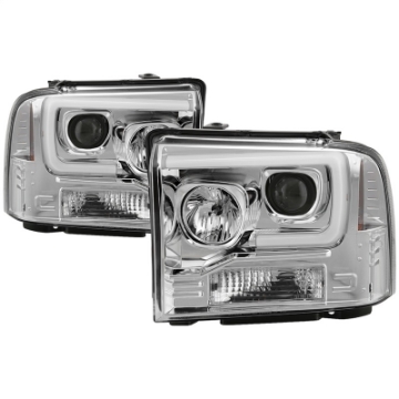 Picture of Spyder 05-07 Ford F250-350-450 SD Ver 2 Proj Headlights - Light Bar DRL - Black PRO-YD-FS05V2-LB-C