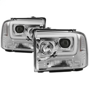 Picture of Spyder 05-07 Ford F250-350-450 SD Ver 2 Proj Headlights - Light Bar DRL - Black PRO-YD-FS05V2-LB-C