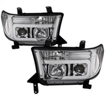 Picture of Spyder 07-13 Toyota Tundra V2 Light Bar DRL Projector Headlights - Chrome PRO-YD-TTU07V2-LB-C