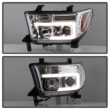 Picture of Spyder 07-13 Toyota Tundra V2 Light Bar DRL Projector Headlights - Chrome PRO-YD-TTU07V2-LB-C