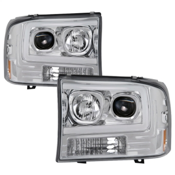 Picture of Spyder 99-04 Ford F-250 Super Duty Light Bar Projector Headlights - Chrome PRO-YD-FF25099V2-LB-C