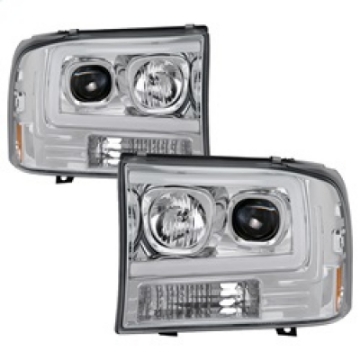 Picture of Spyder 99-04 Ford F-250 Super Duty Light Bar Projector Headlights - Chrome PRO-YD-FF25099V2-LB-C