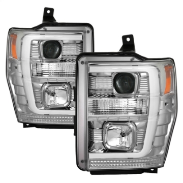 Picture of Spyder 08-10 Ford F-250 Super Duty V2 Light Bar DRL Projector Headlights - Chrm PRO-YD-FS08V2-LB-C