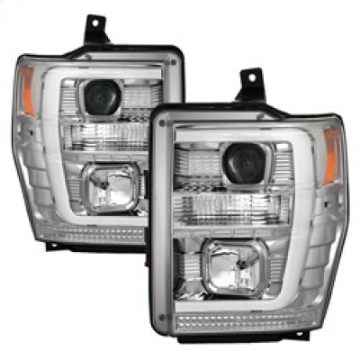 Picture of Spyder 08-10 Ford F-250 Super Duty V2 Light Bar DRL Projector Headlights - Chrm PRO-YD-FS08V2-LB-C