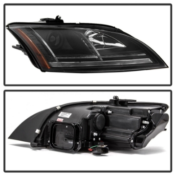 Picture of Spyder 08-15 Audi TT Halogen Projector Headlights w-Seq Turn Signal - Black PRO-YD-ATT08-BK