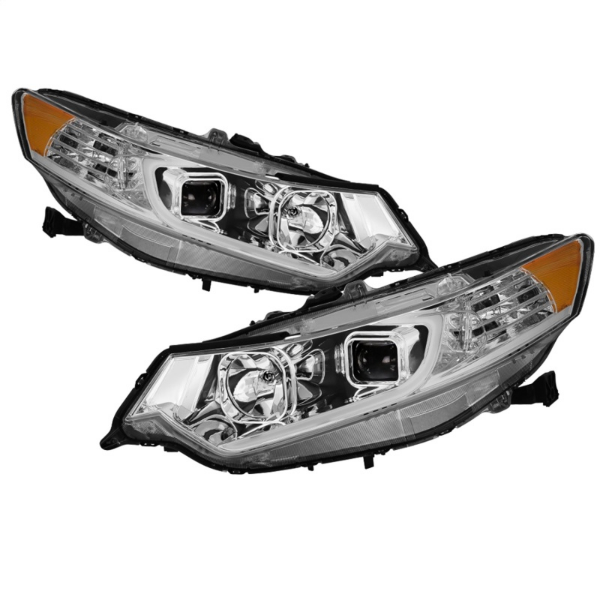 Picture of xTune 09-14 Acura TSX Projector Headlights - Light Bar DRL - Chrome PRO-JH-ATSX09-LB-C