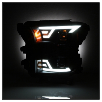 Picture of xTune 15-17 Ford F-150 DRL LED Light Bar Projector Headlights - Black PRO-JH-FF15015-LB-BK