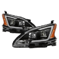 Picture of xTune 13-15 Nissan Sentra DRL LED Light Bar Halogen Projector Headlights - Black PRO-JH-NS13-LB-BK
