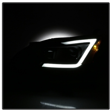 Picture of xTune 13-15 Nissan Sentra DRL LED Light Bar Halogen Projector Headlights - Black PRO-JH-NS13-LB-BK