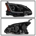 Picture of xTune 13-15 Nissan Sentra DRL LED Light Bar Proj Halogen Headlights - Blk Smoke PRO-JH-NS13-LB-BSM