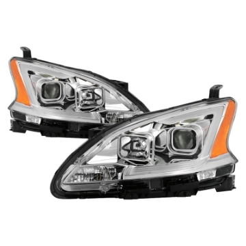Picture of xTune 13-15 Nissan Sentra DRL LED Light Bar Halogen Projector Headlights - Chrm PRO-JH-NS13-LB-C