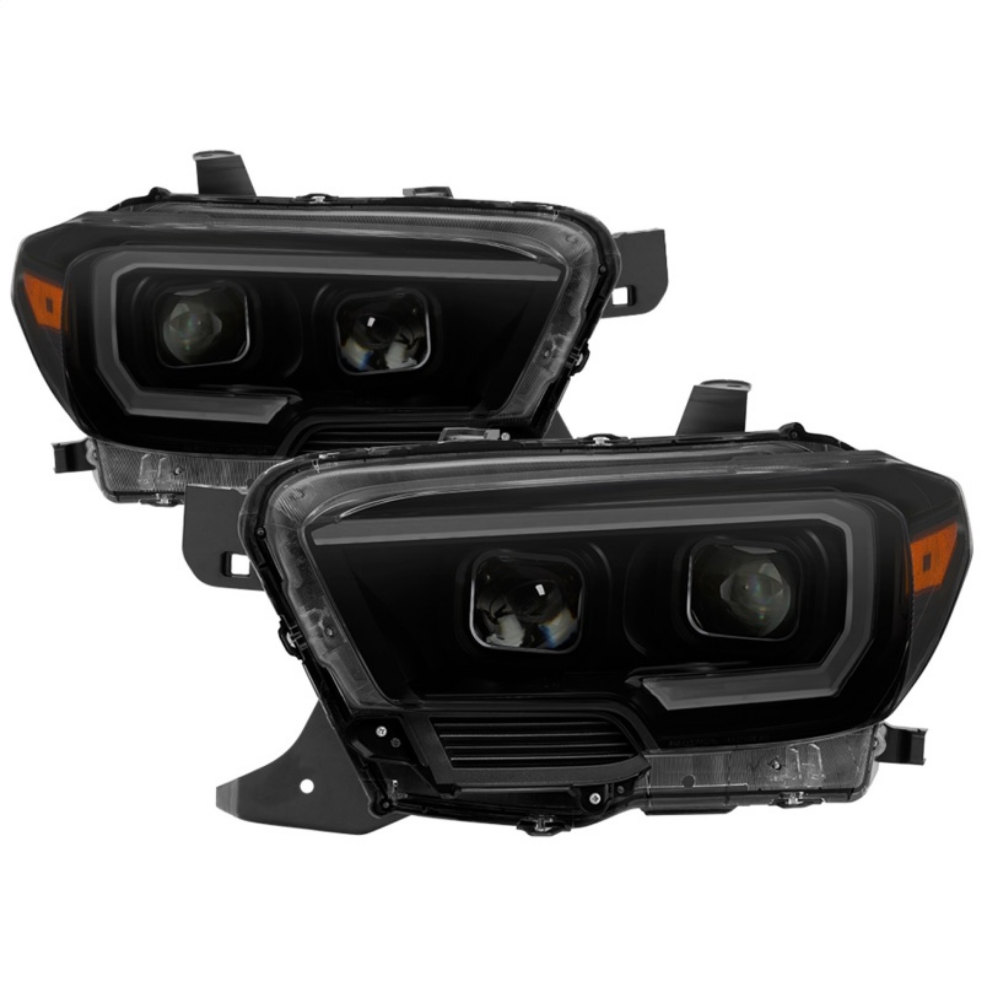 Picture of xTune 16-18 Toyota Tacoma SR-SR5 DRL Proj Headlights w-Turn Signal - Blk Smk PRO-JH-TTA16-SR-BSM