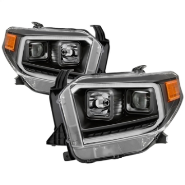 Picture of xTune 14-17 Toyota Tundra DRL LED Light Bar Projector Headlights - Black PRO-JH-TTU14-LB-BK
