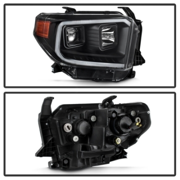 Picture of xTune 14-17 Toyota Tundra DRL LED Light Bar Projector Headlights - Black PRO-JH-TTU14-LB-BK