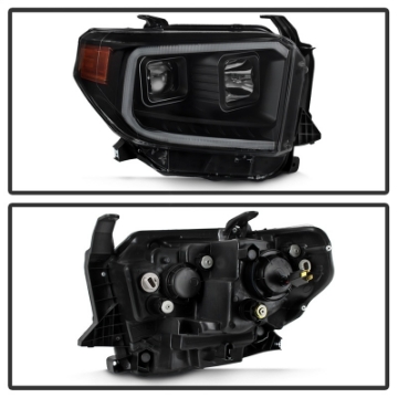 Picture of xTune 14-17 Toyota Tundra DRL LED Light Bar Proj Headlights - Black Smoke PRO-JH-TTU14-LB-BSM