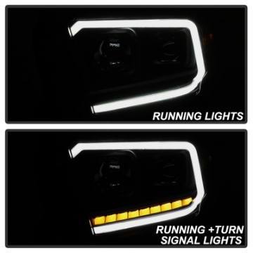 Picture of xTune 14-17 Toyota Tundra DRL LED Light Bar Proj Headlights - Black Smoke PRO-JH-TTU14-LB-BSM