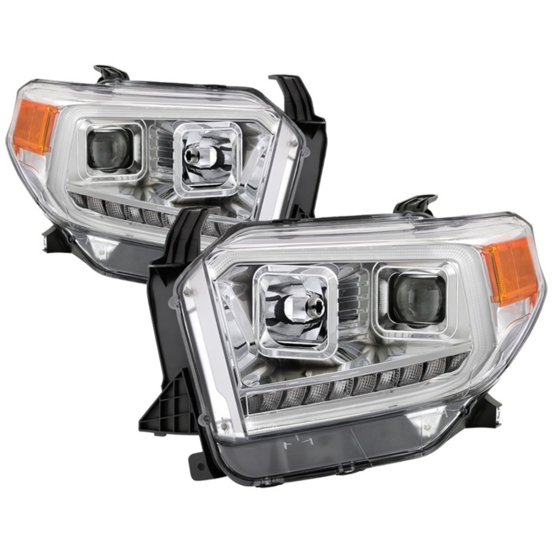 Picture of xTune 14-17 Toyota Tundra DRL LED Light Bar Projector Headlights - Chrome PRO-JH-TTU14-LB-C
