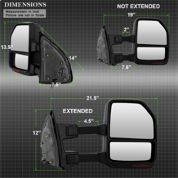 Picture of xTune 08-15 Ford Super Duty LED Telescoping Manual Mirrors - Smk Pair MIR-FDSD08S-G4-MA-RSM-SET