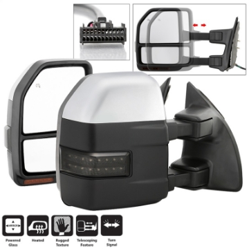 Picture of xTune 08-15 Ford F-250 SD Heated Adj LED Signal Chrome Mirrors - Smk MIR-FDSD08S-G5-PW-RSM-SET