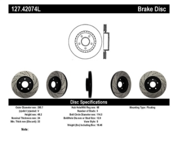 Picture of StopTech 1-02-05 Infiniti G35 alloy disc - 6-02-05 Nissan 350Z Slotted & Drilled Left Front Rotor