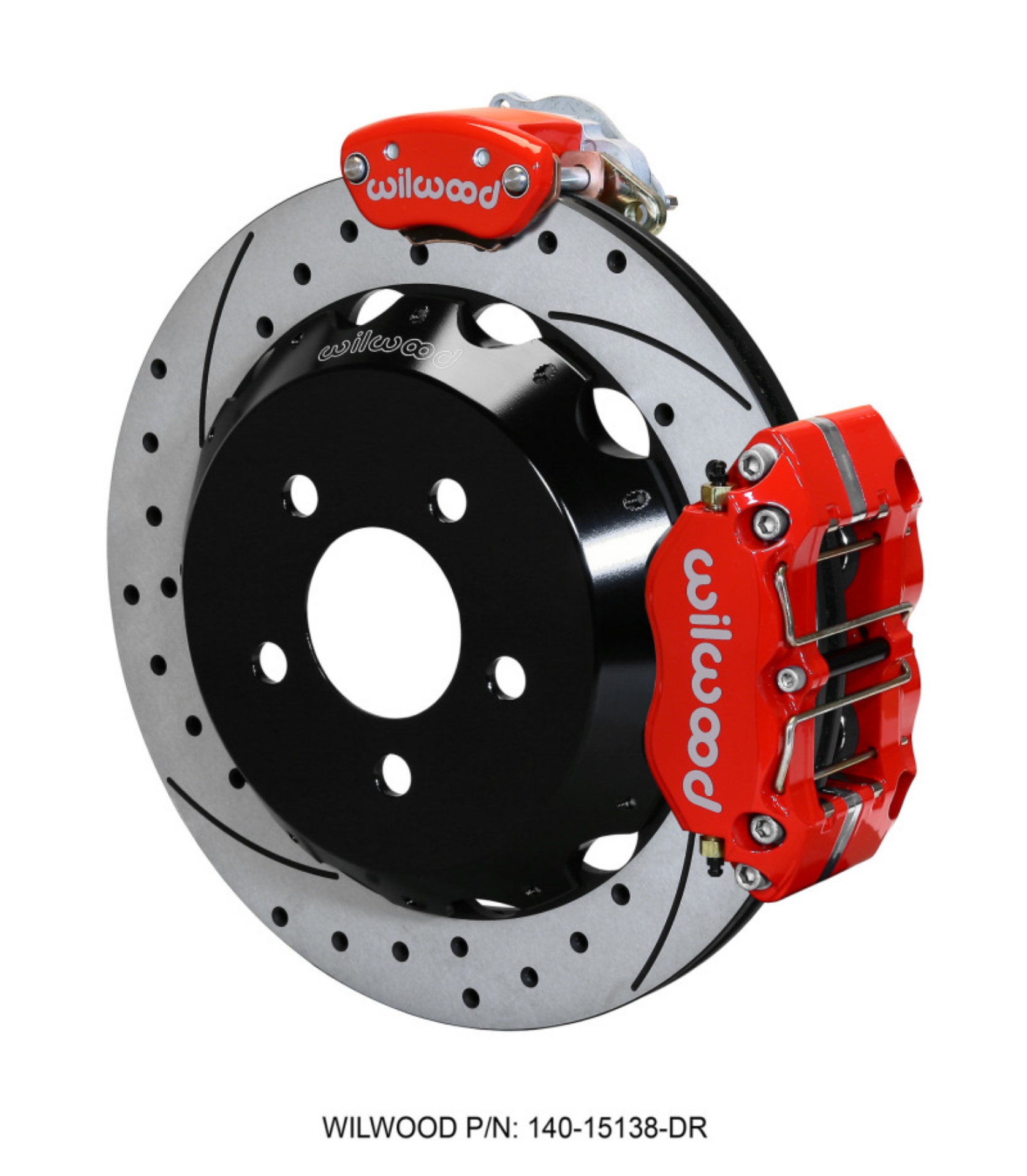 Picture of Wilwood Dynapro Radial - MC4 Rear Kit 12-88 Drilled & Slotted Red 2015 Ford Mustang w-Lines