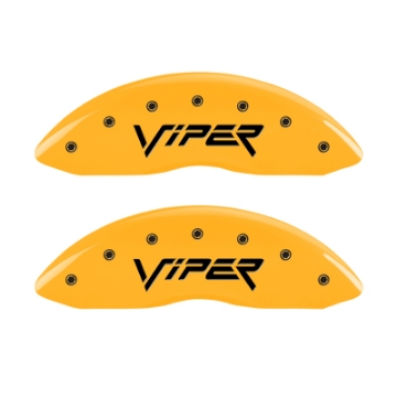 Picture of MGP 4 Caliper Covers Engraved Front & Rear Gen 2-Viper Yellow Finish Black Ch