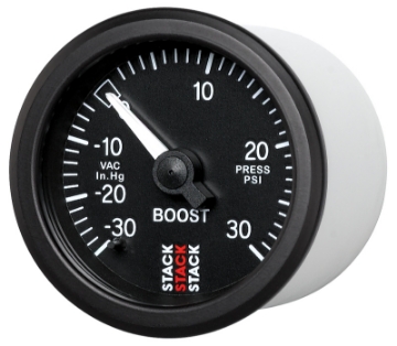 Picture of Autometer 52mm Stack Instruments -30INHG to +30PSI Mechanical Boost Gauge - Black