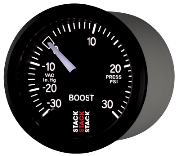 Picture of Autometer 52mm Stack Instruments -30INHG to +30PSI Mechanical Boost Gauge - Black