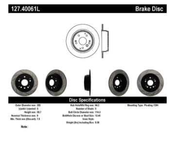 Picture of StopTech 04-08 Acura TL - 03-09 Honda Element Slotted & Drilled Left Rear Rotor