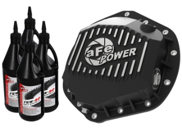 Picture of aFe Pro Series Rear Diff Cover Black w- Machined Fins & Gear Oil 01-18 GM Diesel Trucks V8-6-6L td