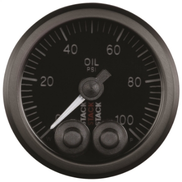 Picture of Autometer Stack Instruments Pro Control 52mm 0-100 PSI Oil Pressure Gauge - Black 1-8in NPTF Male