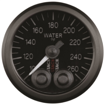 Picture of Autometer Stack Pro Control 52mm 100-260 deg F Water Temp Gauge - Black 1-8in NPTF Male
