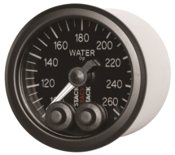 Picture of Autometer Stack Pro Control 52mm 100-260 deg F Water Temp Gauge - Black 1-8in NPTF Male