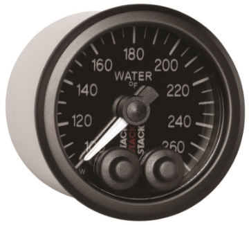 Picture of Autometer Stack Pro Control 52mm 100-260 deg F Water Temp Gauge - Black 1-8in NPTF Male