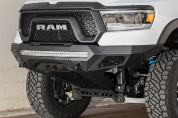 Picture of Addictive Desert Designs 2019 Ram Rebel 1500 Stealth Fighter Fr Bumper w-Parking Sensor Cutouts
