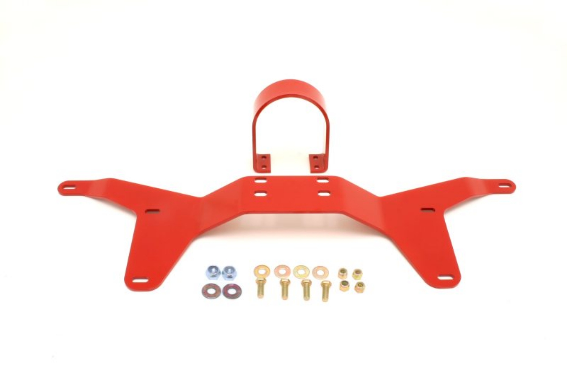 Picture of BMR 05-14 S197 Mustang Rear Tunnel Brace w- Rear Driveshaft Safety Loop - Red