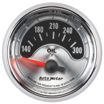 Picture of Autometer American Muscle 2-1-16in Short Sweep Electric 140-300 Deg F Oil Temp Gauge