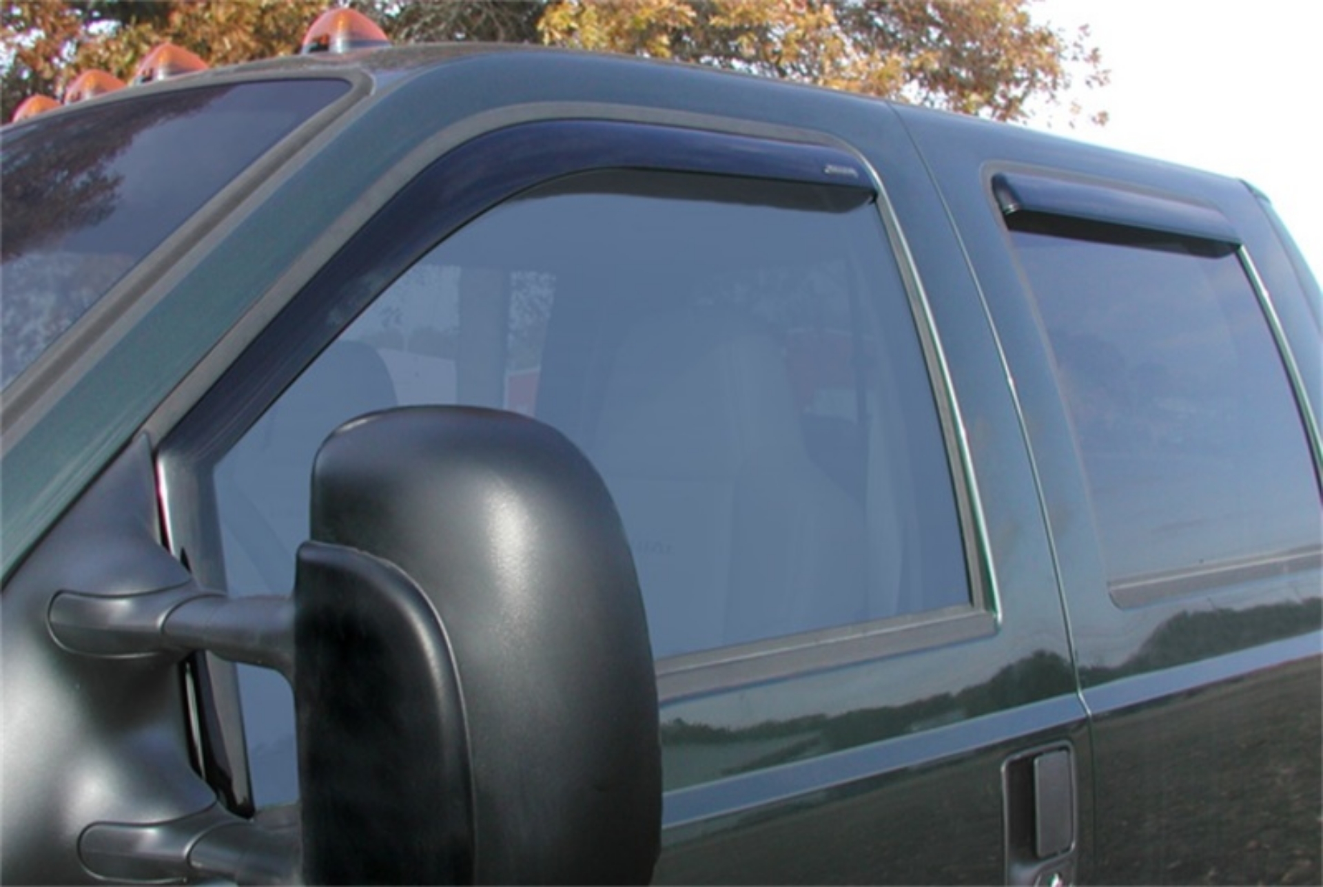 Picture of Stampede 1999-2016 Ford F-250 Super Duty Crew Cab Pickup Snap-Inz Sidewind Deflector 4pc - Smoke