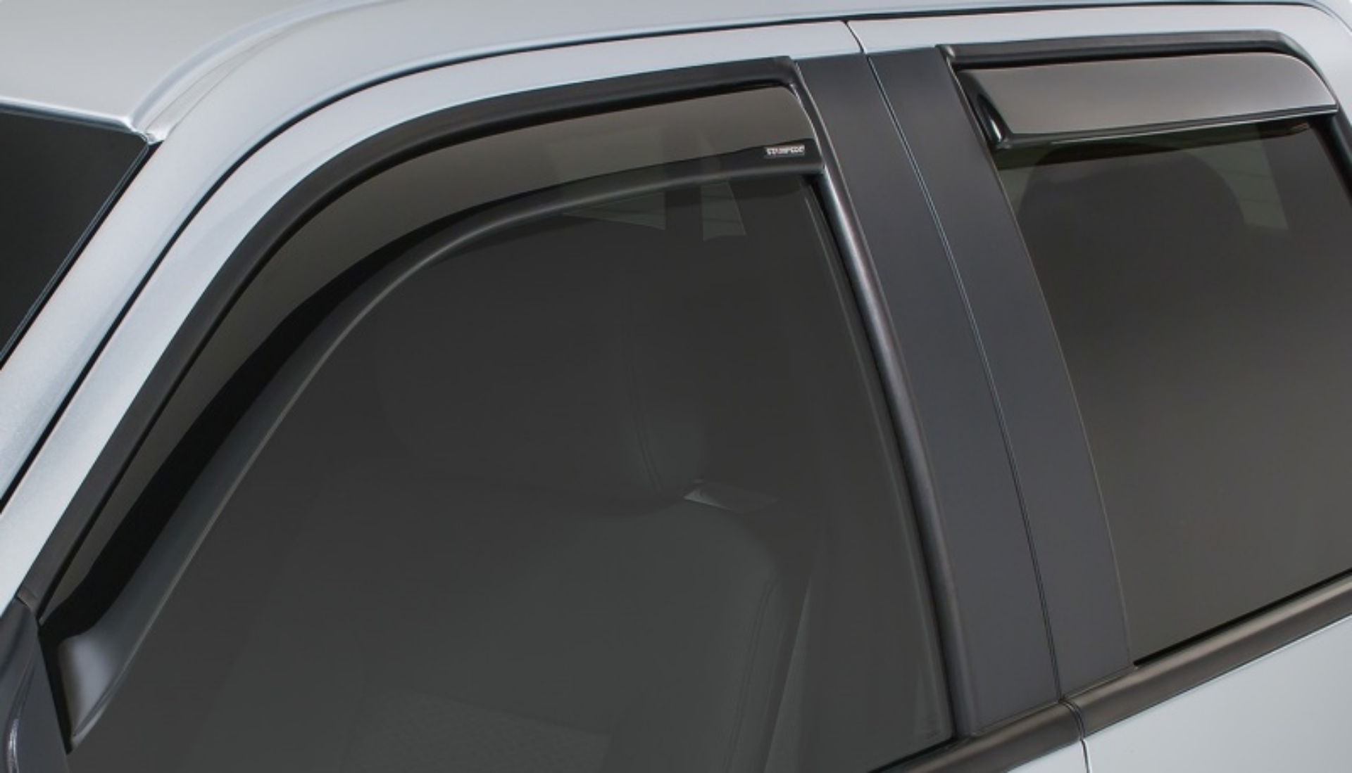 Picture of Stampede 2009-2014 Ford F-150 Crew Cab Pickup Snap-Inz Sidewind Deflector 4pc - Smoke