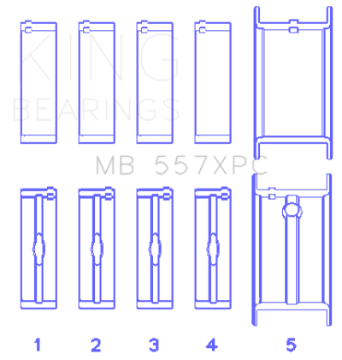 Picture of King Engine Bearings GM 262-267-302-307-327-350 Size -020 Coated Performance Main Bearing Set
