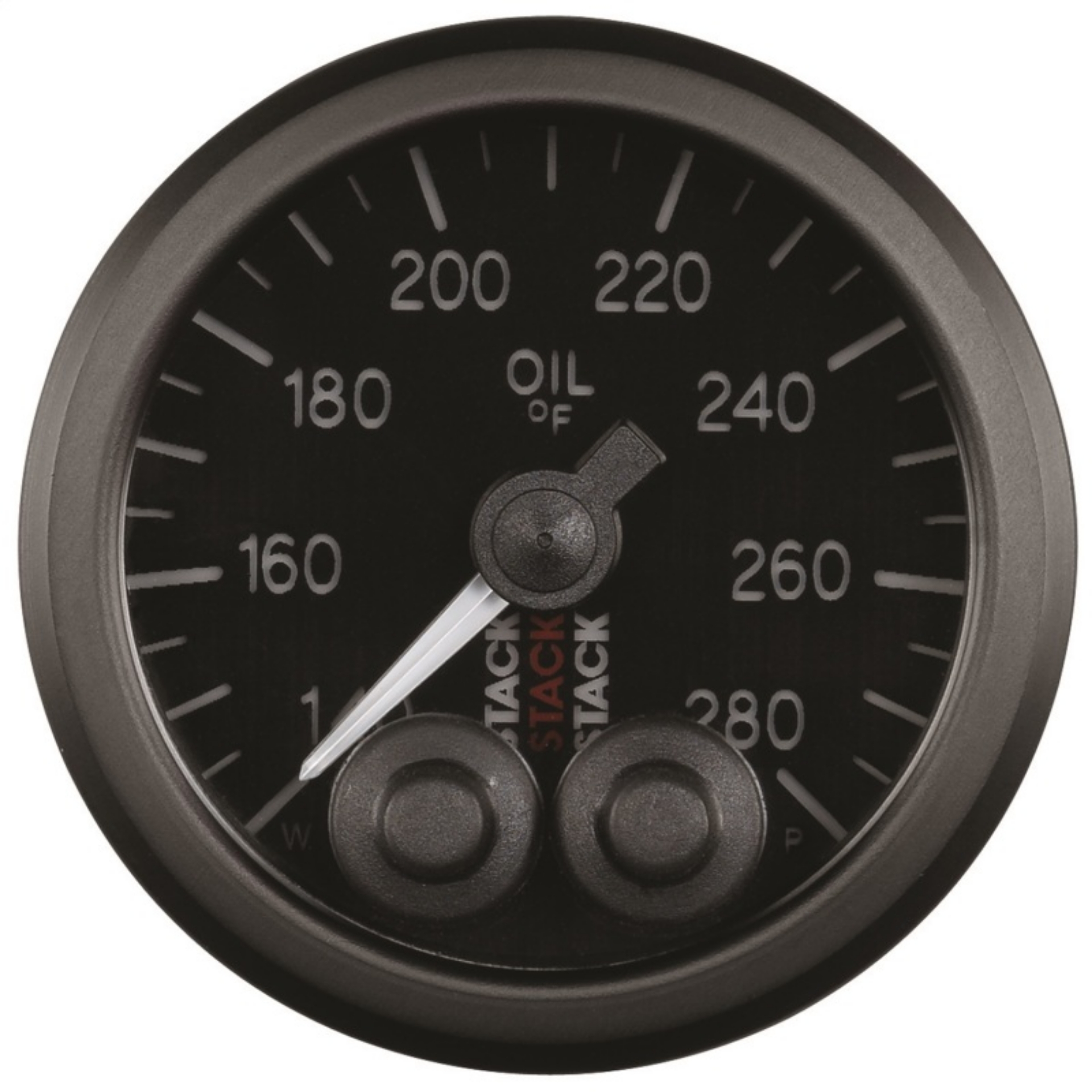 Picture of Autometer Stack Instruments 52mm 140-280 Deg F 1-8in NPTF Male Pro Control Oil Temp Gauge - Black