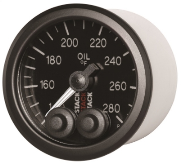 Picture of Autometer Stack Instruments 52mm 140-280 Deg F 1-8in NPTF Male Pro Control Oil Temp Gauge - Black