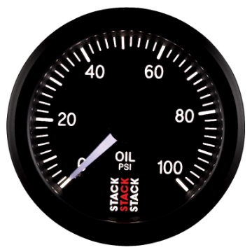 Picture of Autometer Stack 52mm 0-100 PSI 1-8in NPTF M Mechanical Oil Pressure Gauge - Black