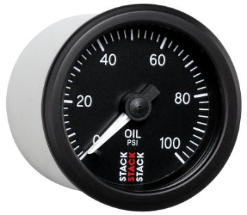 Picture of Autometer Stack 52mm 0-100 PSI 1-8in NPTF M Mechanical Oil Pressure Gauge - Black