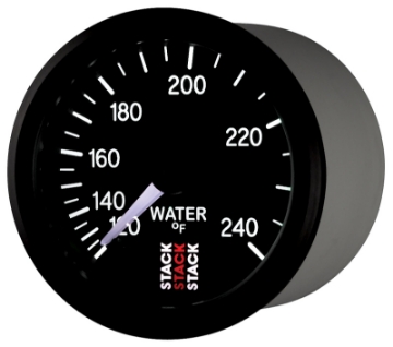 Picture of Autometer Stack 52mm 120-240 Deg F 1-2in Npt M Mechanical Water Temp Gauge - Black