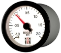 Picture of Autometer Stack 52mm -1 to +2 Bar T-Fitting 0-187in Barb M Mechanical Boost Pressure Gauge - White