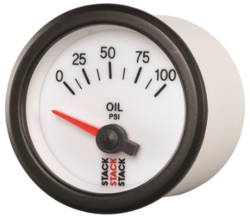 Picture of Autometer Stack 52mm 0-100 PSI 1-8in NPTF Electric Oil Pressure Gauge - White