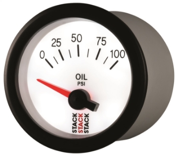 Picture of Autometer Stack 52mm 0-100 PSI 1-8in NPTF Electric Oil Pressure Gauge - White